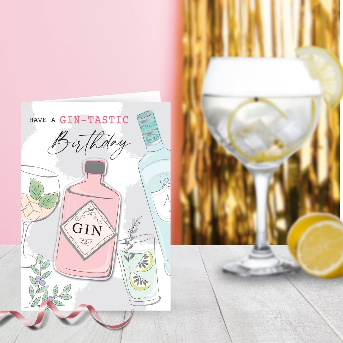 Hand-Finished Birthday Card Have A Gin-Tastic Celebration Embellished For Her