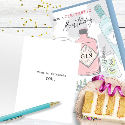 Hand-Finished Birthday Card Have A Gin-Tastic Celebration Embellished For Her