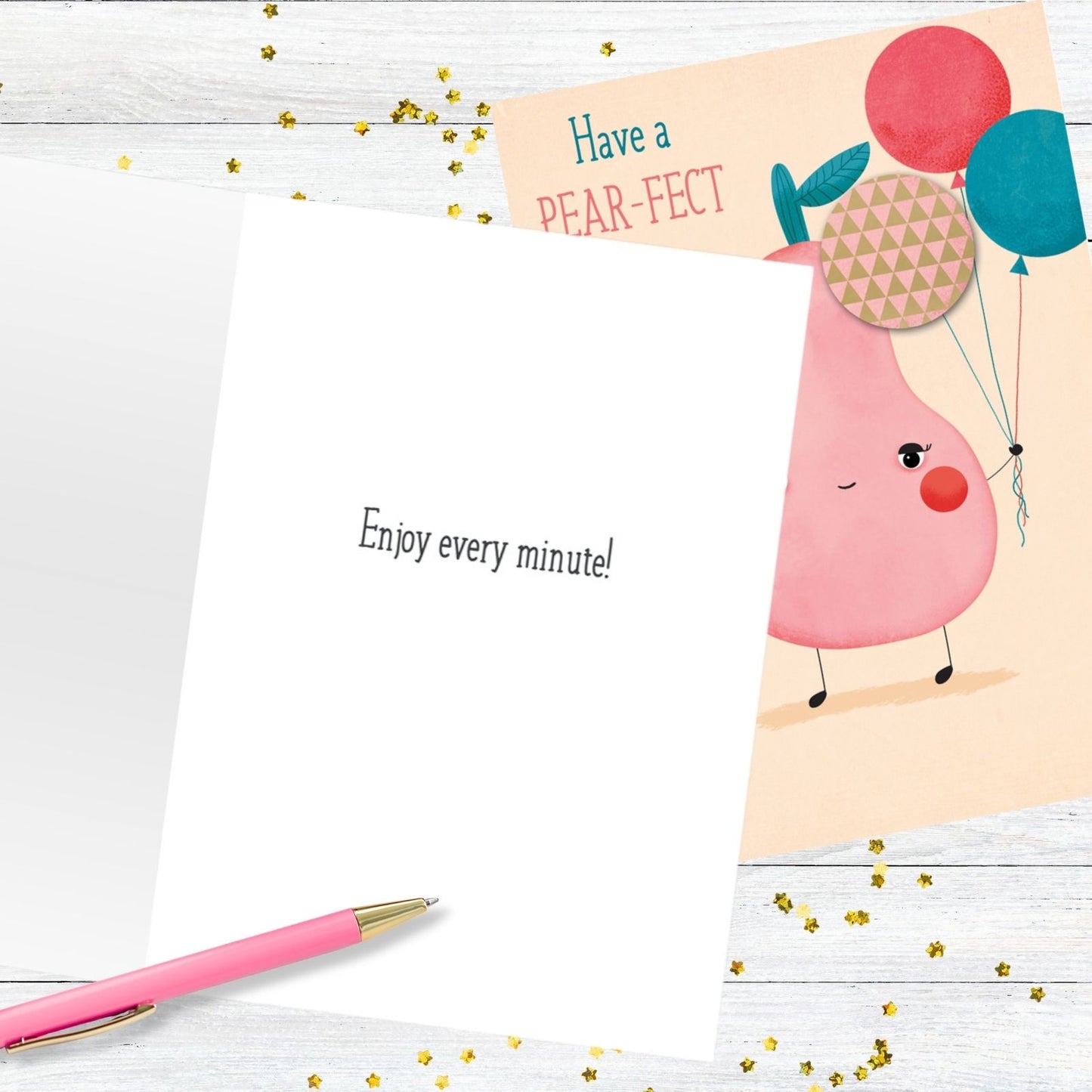 Hand-Finished Pear-Fect Birthday Greeting Card Embellished Birthday Card For Her