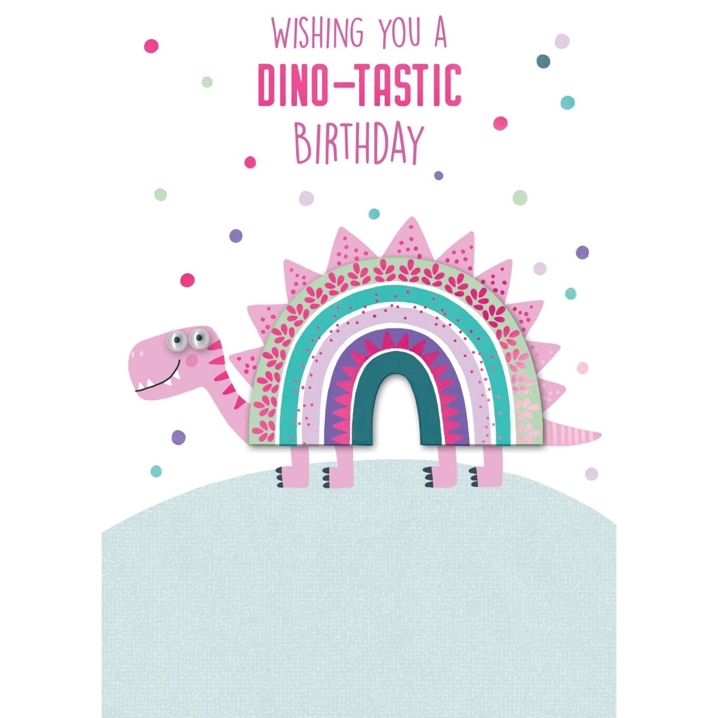 Hand-Finished Dino-Tastic Birthday Card Embellished Googly Eye For Her For Girls