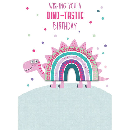 Hand-Finished Dino-Tastic Birthday Card Embellished Googly Eye For Her For Girls