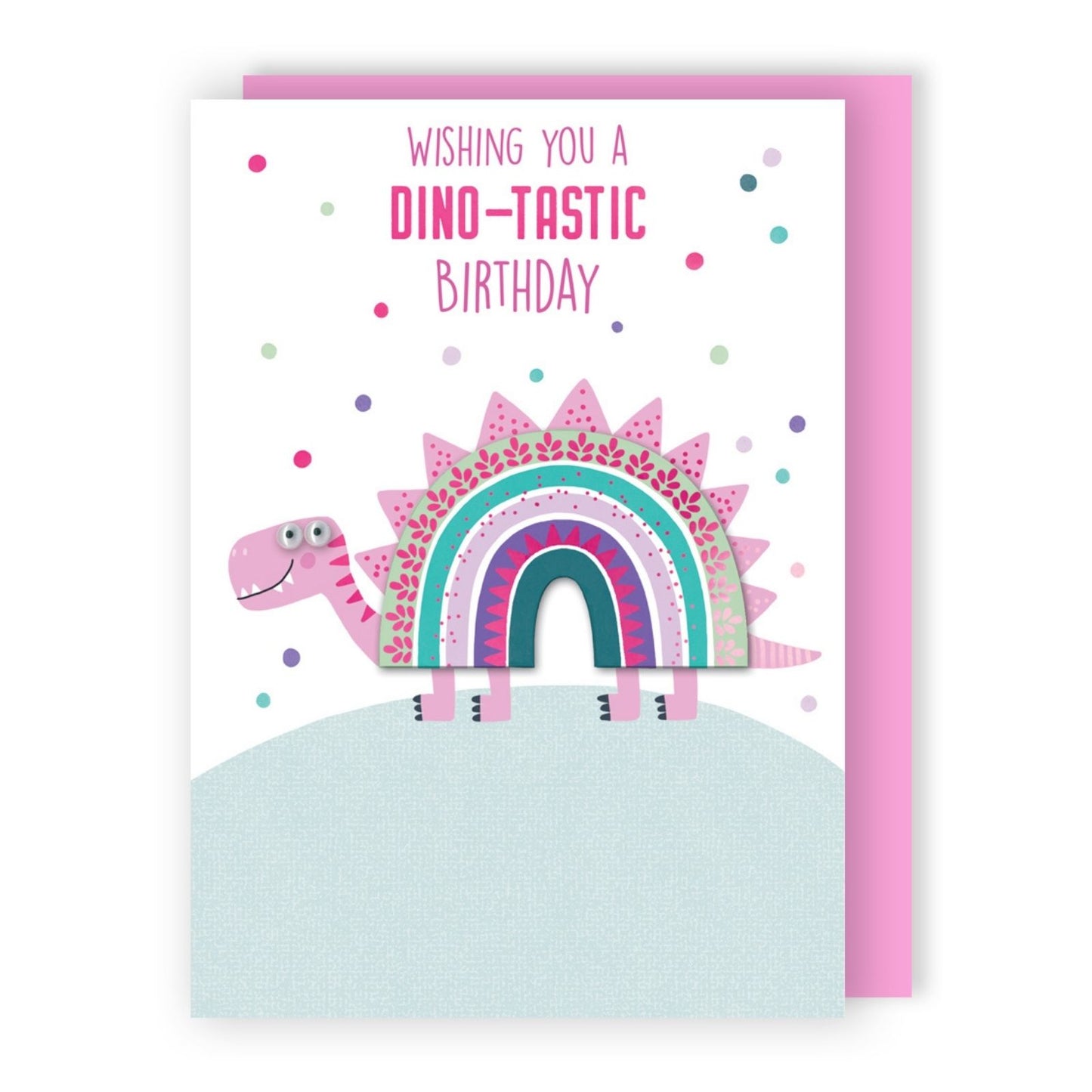 Hand-Finished Dino-Tastic Birthday Card Embellished Googly Eye For Her For Girls