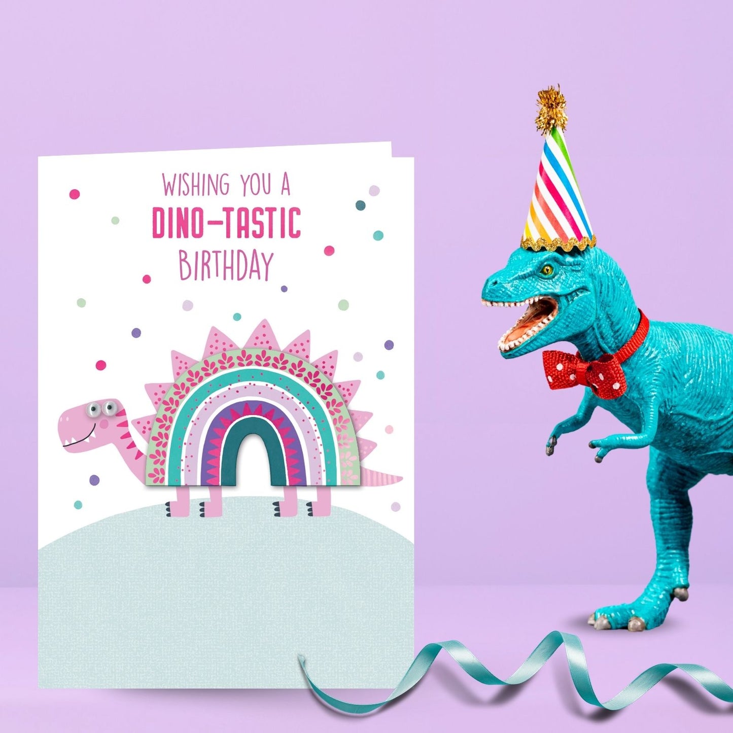 Hand-Finished Dino-Tastic Birthday Card Embellished Googly Eye For Her For Girls