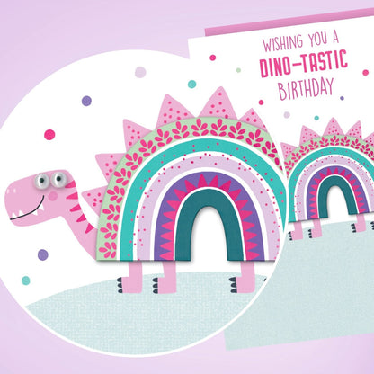 Hand-Finished Dino-Tastic Birthday Card Embellished Googly Eye For Her For Girls