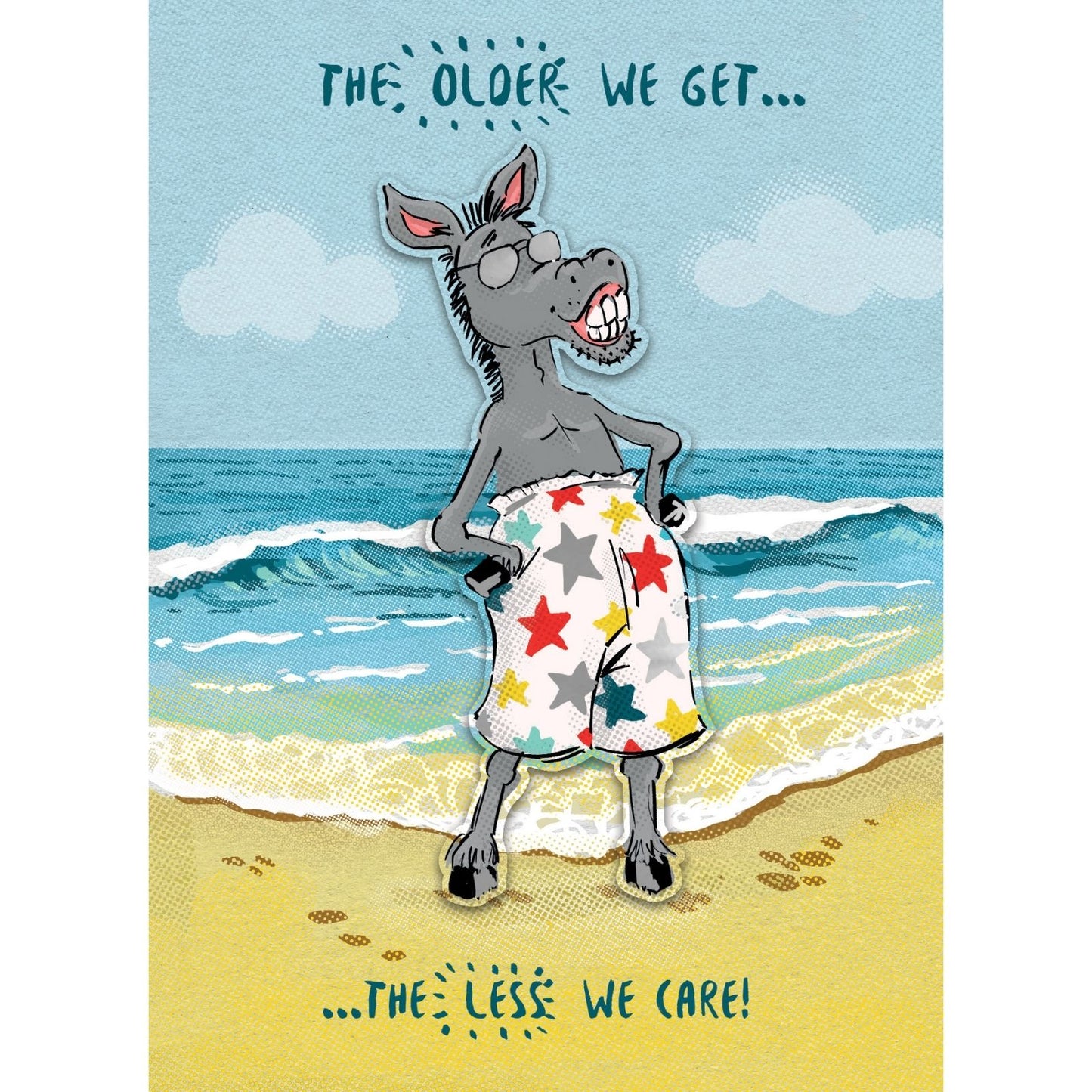 Hand-Finished Funny Birthday Card Donkey The Older We Get The Less We Care!