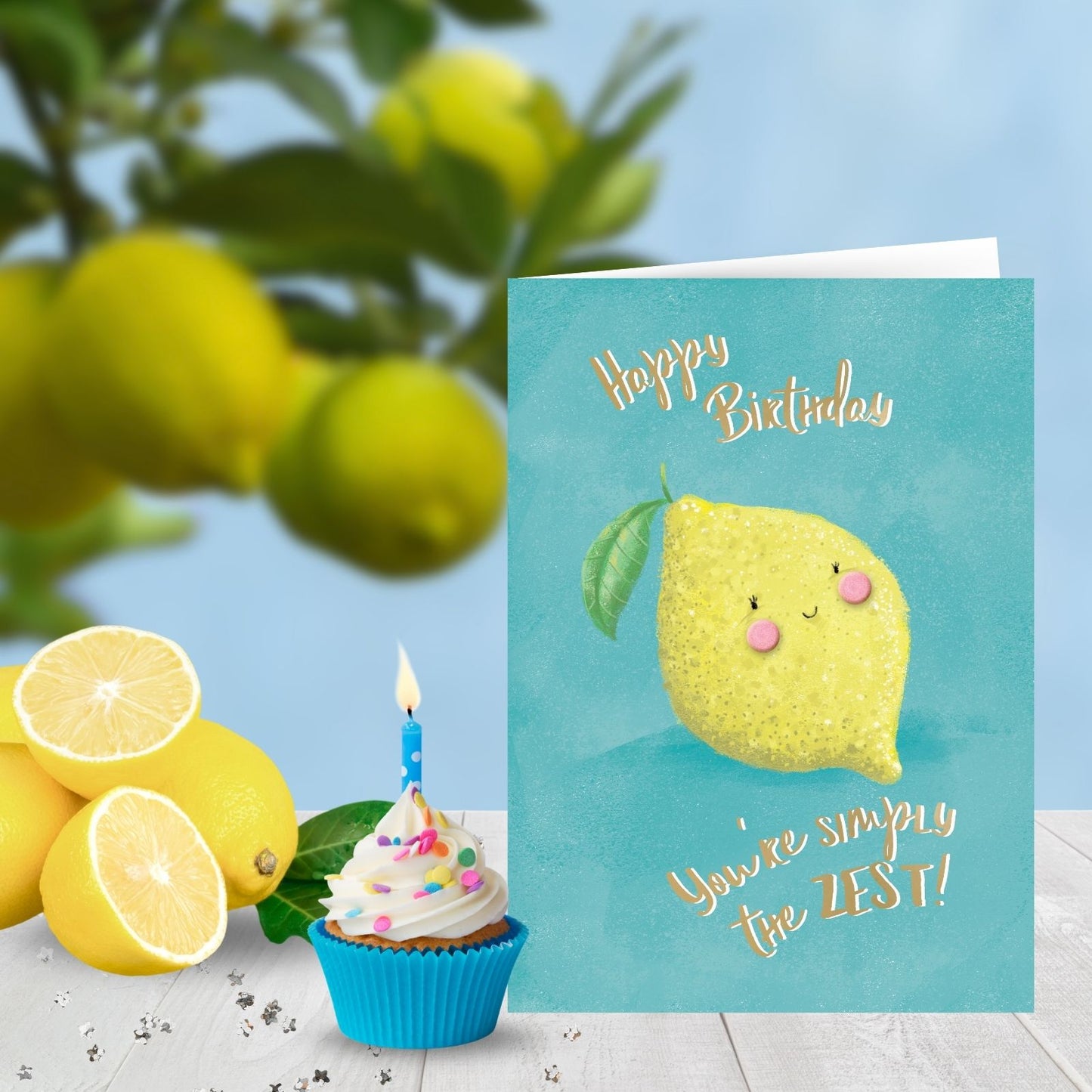 Hand-Finished Birthday Greeting Card You're Simply The Zest! Embellished For Her