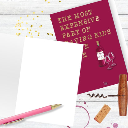 Hand-Finished Funny Greeting Card Wine Joke Having Kids Blank For Any Occasion