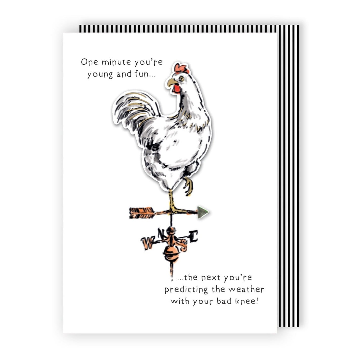 Hand-Finished Funny Greeting Card Joke Cockerel Bad Knee Blank For Any Occasion