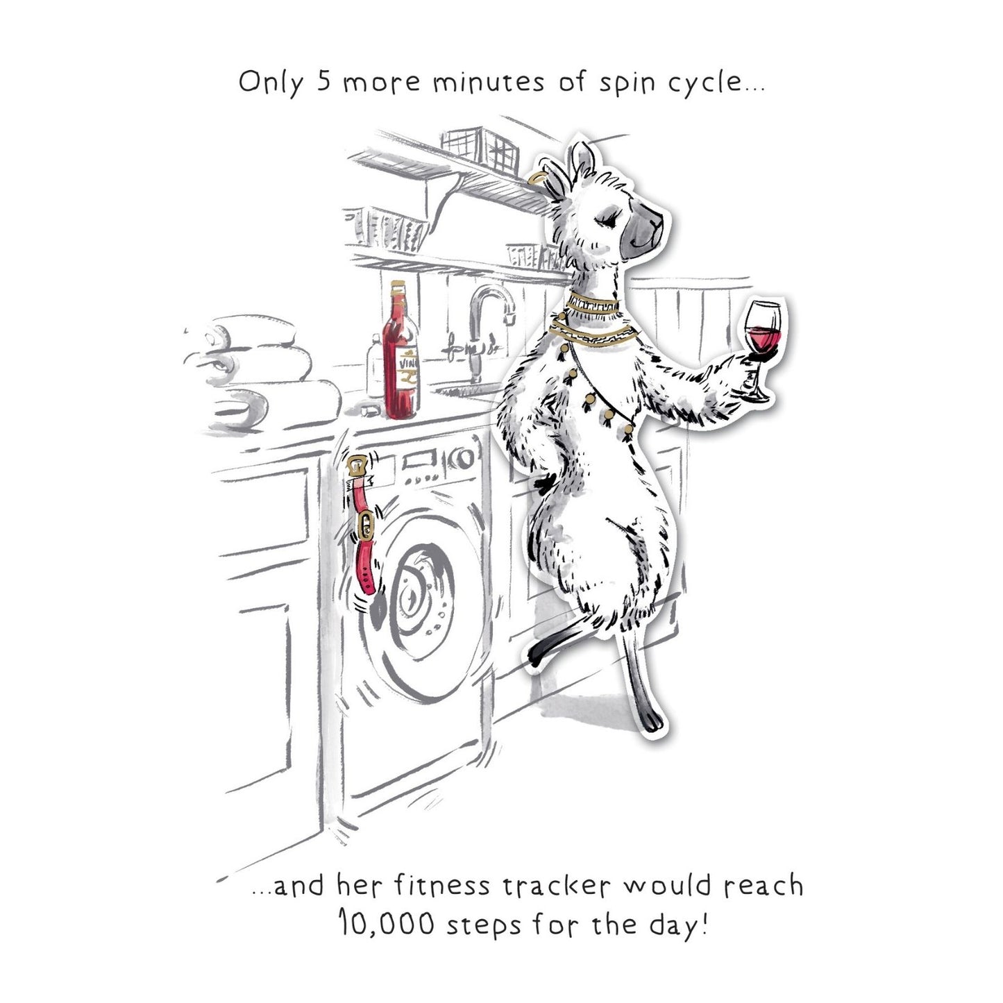 Hand-Finished Joke Greeting Card Spin Cycle 10,000 Steps Blank For Any Occasion