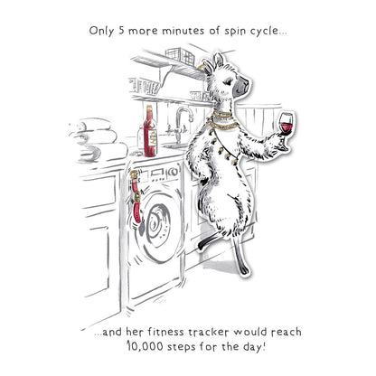Hand-Finished Joke Greeting Card Spin Cycle 10,000 Steps Blank For Any Occasion