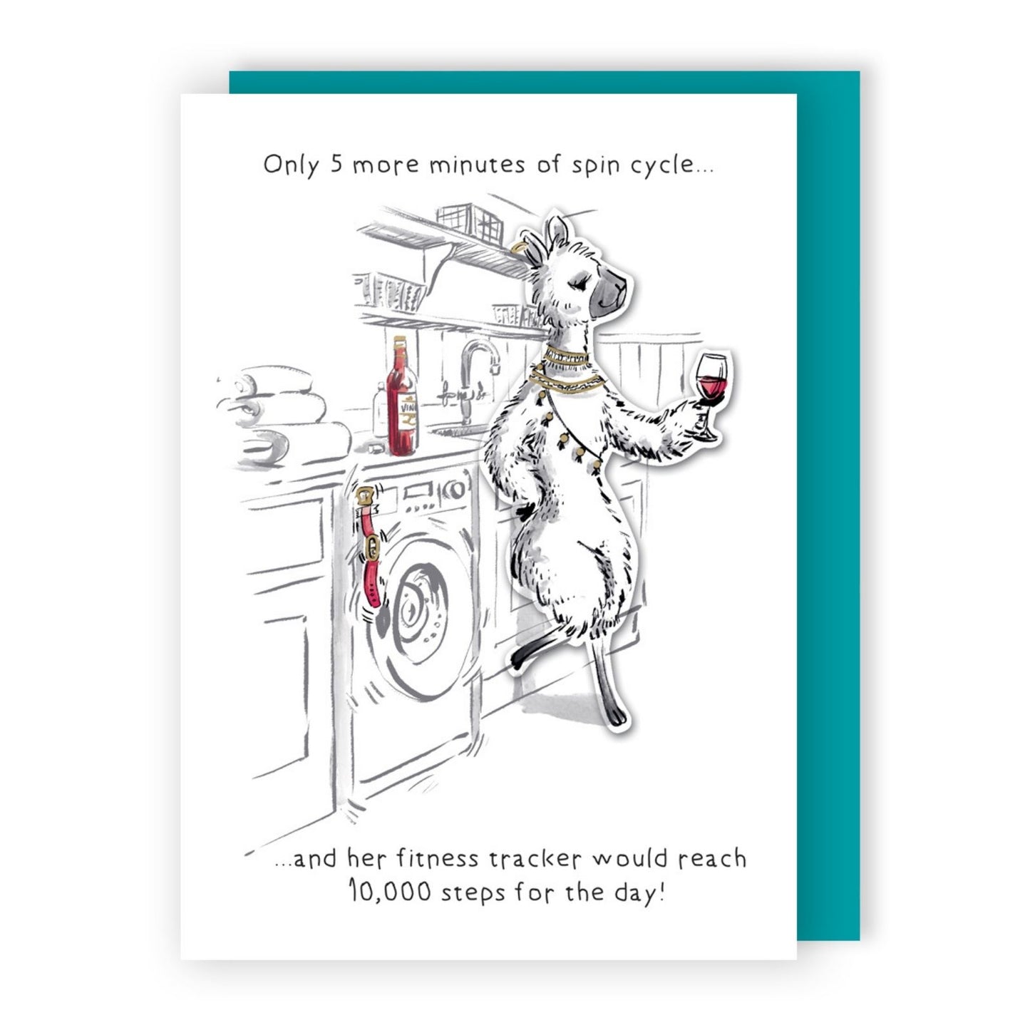 Hand-Finished Joke Greeting Card Spin Cycle 10,000 Steps Blank For Any Occasion