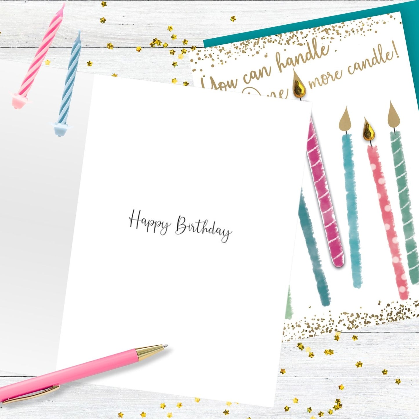 Hand-Finished Birthday Card You Can Handle One More Candle! Embellished For Her