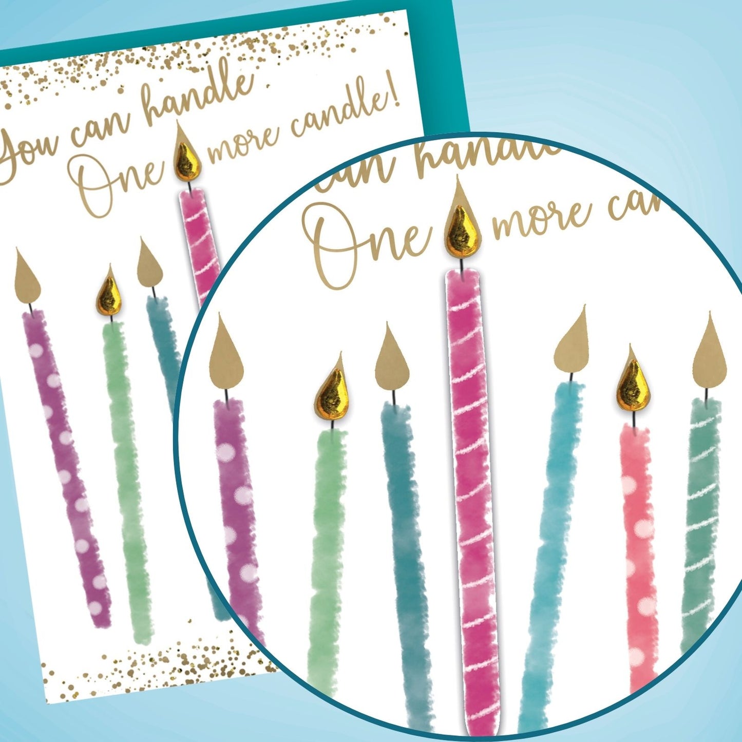 Hand-Finished Birthday Card You Can Handle One More Candle! Embellished For Her