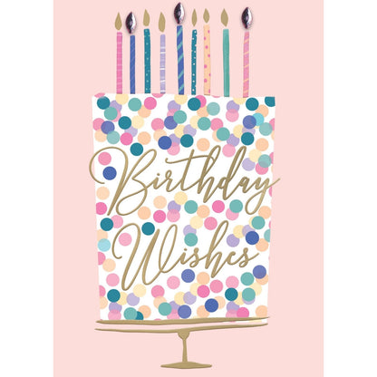 Hand-Finished Birthday Wishes Cake Greeting Card Sparkling Celebration Candles