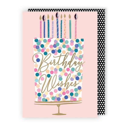 Hand-Finished Birthday Wishes Cake Greeting Card Sparkling Celebration Candles