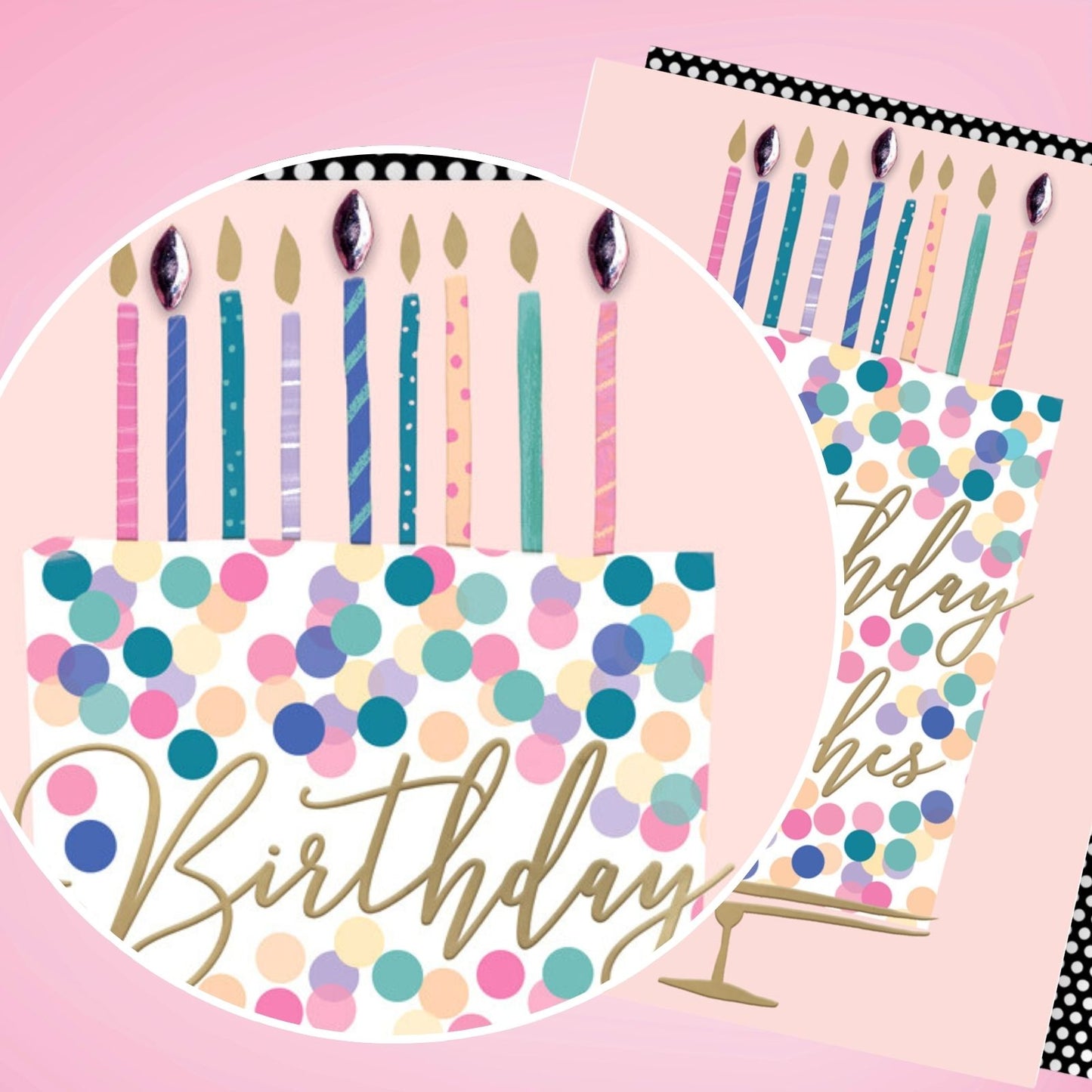Hand-Finished Birthday Wishes Cake Greeting Card Sparkling Celebration Candles