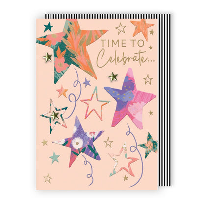 Hand-Finished Birthday Greeting Card Time To Celebrate Sparkling Stars For Her