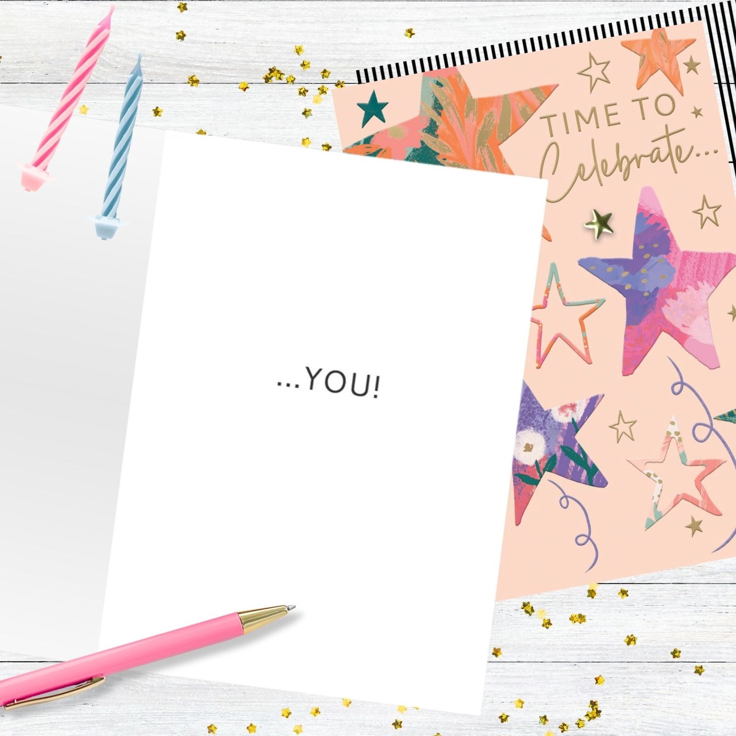 Hand-Finished Birthday Greeting Card Time To Celebrate Sparkling Stars For Her