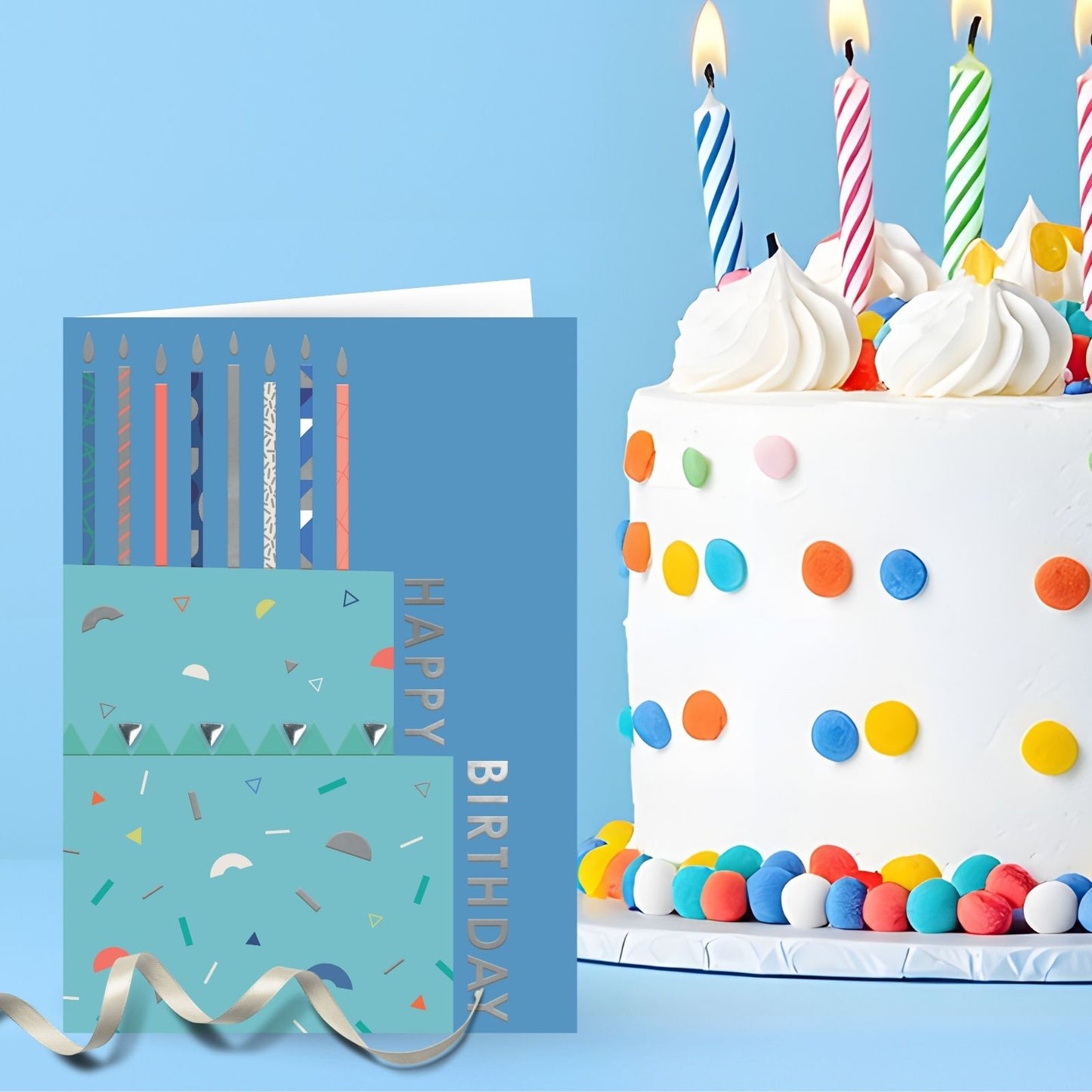 Hand-Finished Modern Birthday Greeting Card Birthday Cake Candles For Him