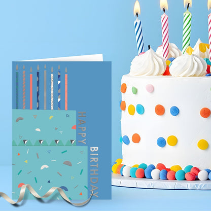Hand-Finished Modern Birthday Greeting Card Birthday Cake Candles For Him