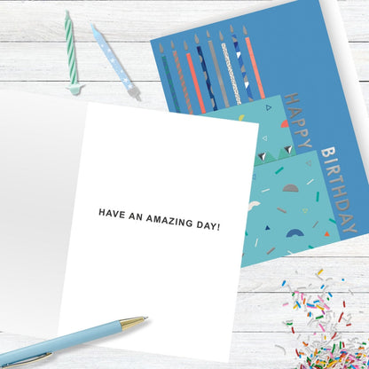 Hand-Finished Modern Birthday Greeting Card Birthday Cake Candles For Him