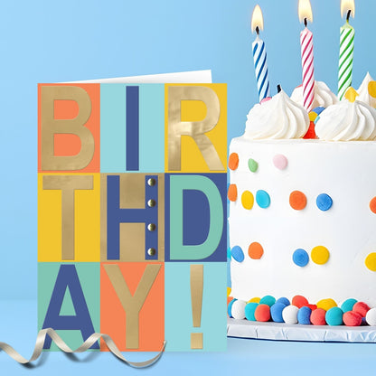 Hand-Finished Foiled Birthday Card Embellished B I R T H D A Y ! For Him
