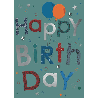 Hand-Finished Happy Birthday Card Embellished Balloons Greeting Card For Him