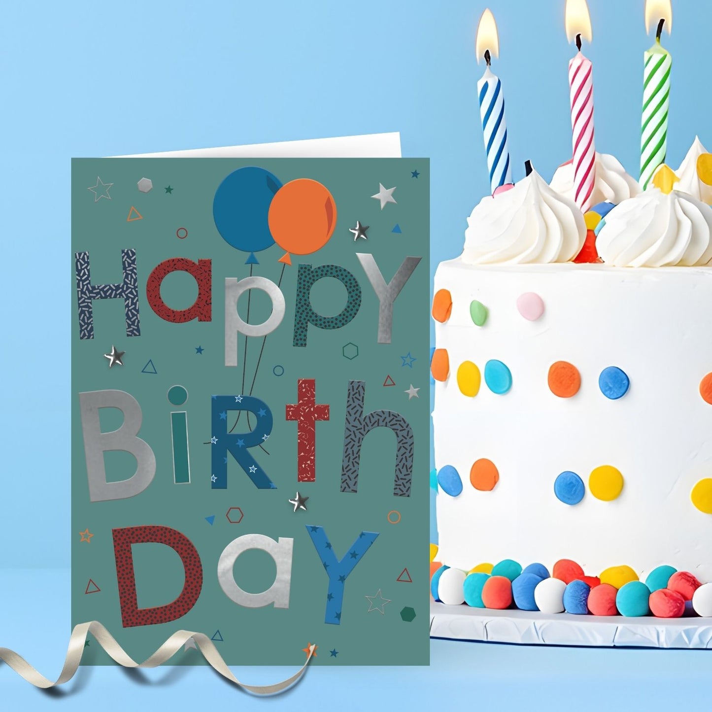 Hand-Finished Happy Birthday Card Embellished Balloons Greeting Card For Him