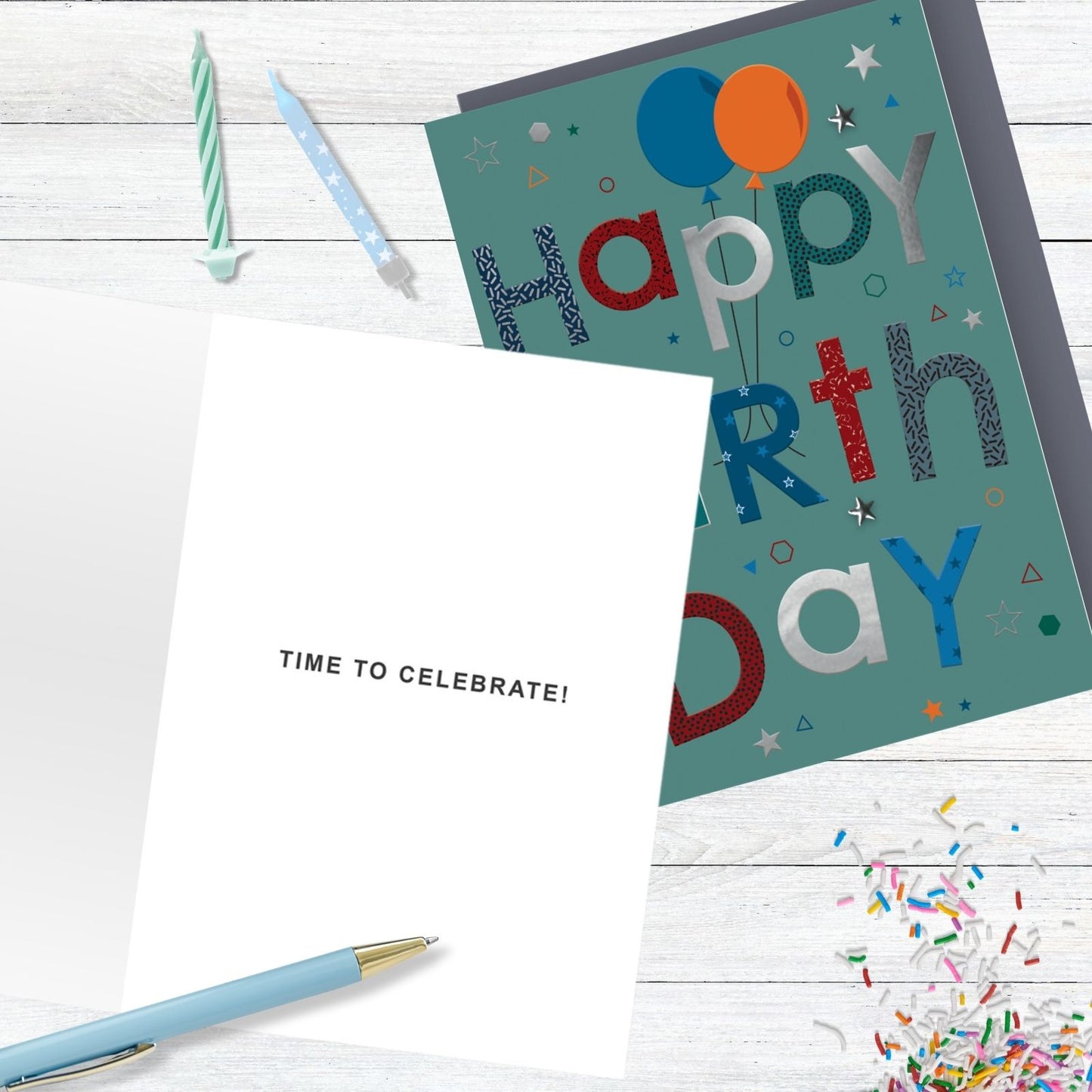 Hand-Finished Happy Birthday Card Embellished Balloons Greeting Card For Him