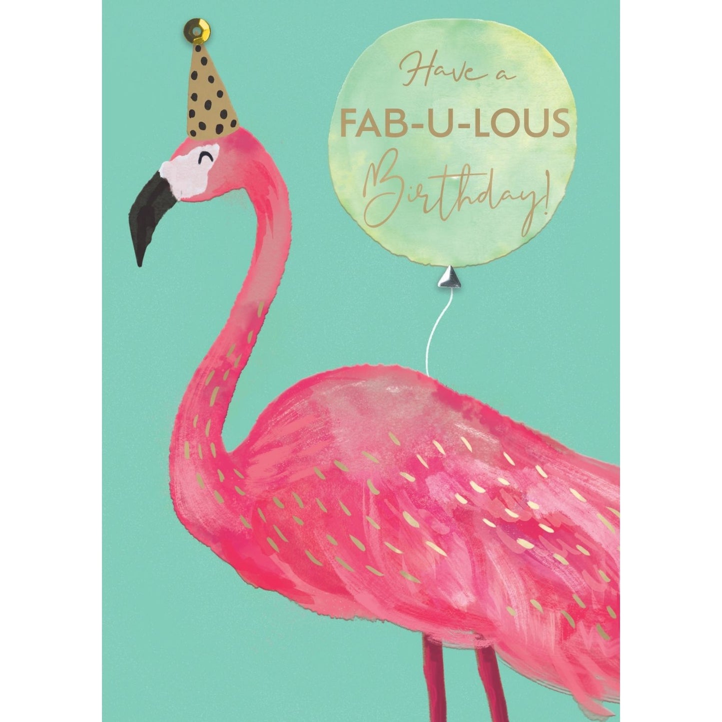 Hand-Finished Flamingo Birthday Card Fab-U-Lous Birthday Embellished For Her