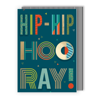 Hand-Finished Birthday Greeting Card Hip-Hip Hooray! Celebration For Him
