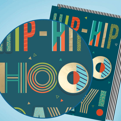 Hand-Finished Birthday Greeting Card Hip-Hip Hooray! Celebration For Him