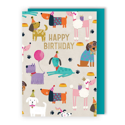 Hand-Finished Happy Birthday Card Party Dogs Embellished Celebration For Her