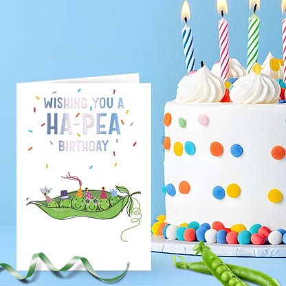 Hand-Finished Wishing You A Ha-Pea Birthday Card Party Peas In A Pod