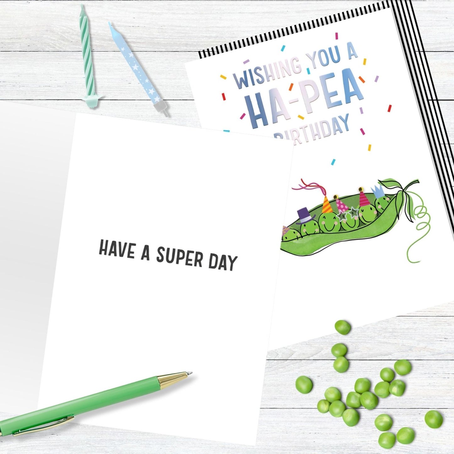 Hand-Finished Wishing You A Ha-Pea Birthday Card Party Peas In A Pod