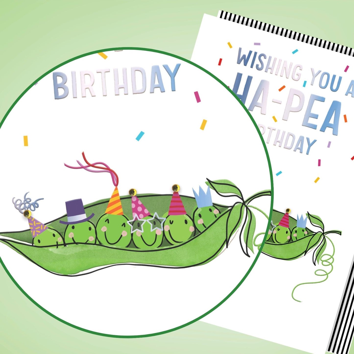 Hand-Finished Wishing You A Ha-Pea Birthday Card Party Peas In A Pod
