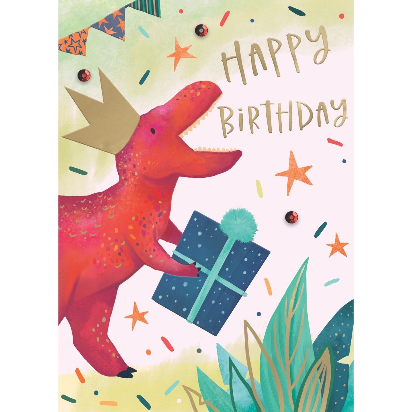 Hand-Finished Happy Birthday Dinosaur Card Roaring Celebration For Him For Boys
