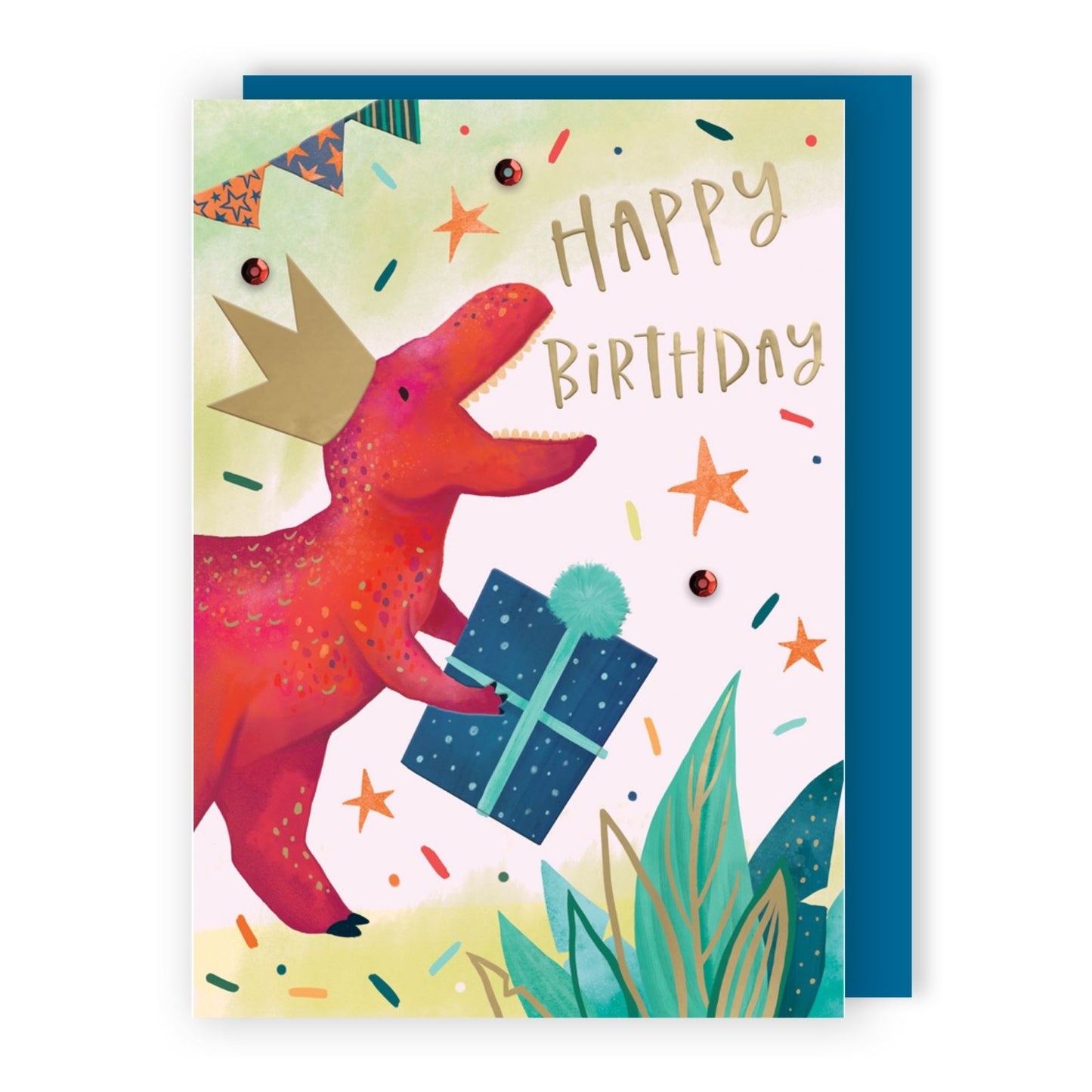 Hand-Finished Happy Birthday Dinosaur Card Roaring Celebration For Him For Boys