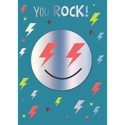 Hand-Finished Birthday Card You Rock! Zap-Tastic Embellished Emoji For Him