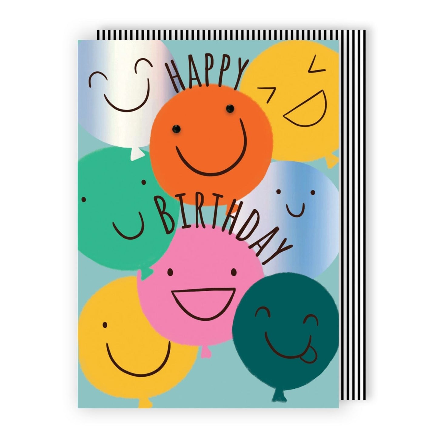 Hand-Finished Happy Birthday Greeting Card Celebration Emoji Balloons Foiled
