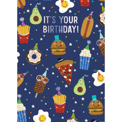 Hand-Finished It's Your Birthday! Party Food Greeting Card Birthday Party Feast