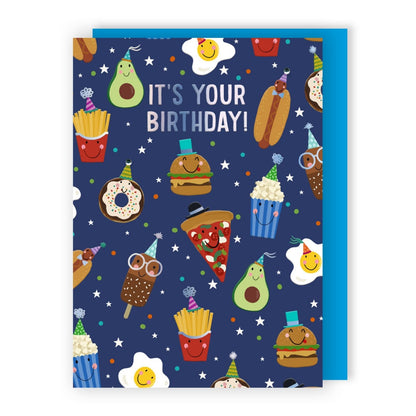 Hand-Finished It's Your Birthday! Party Food Greeting Card Birthday Party Feast