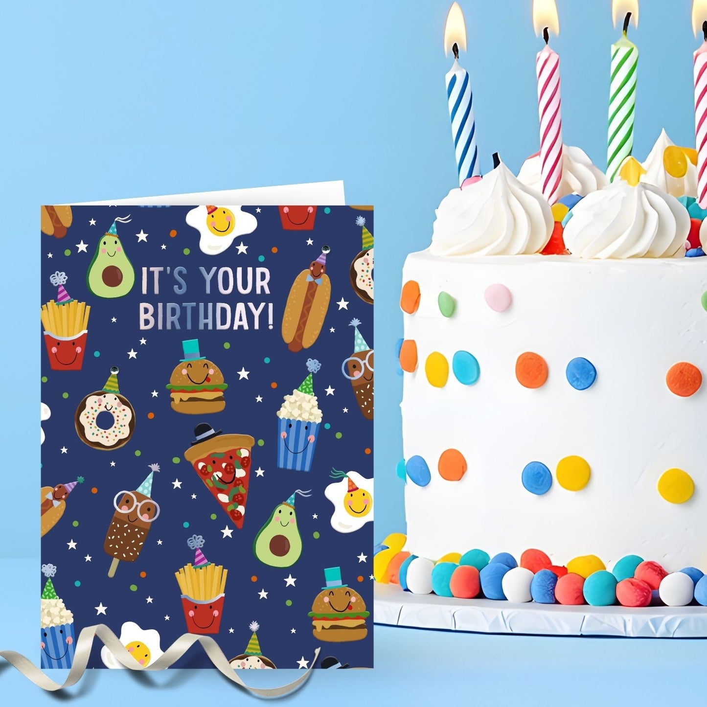Hand-Finished It's Your Birthday! Party Food Greeting Card Birthday Party Feast