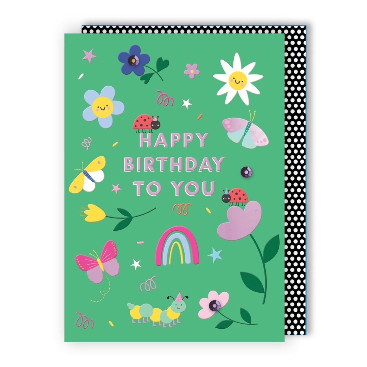 Hand-Finished Happy Birthday To You Greeting Card Flowers Butterflies Ladybird