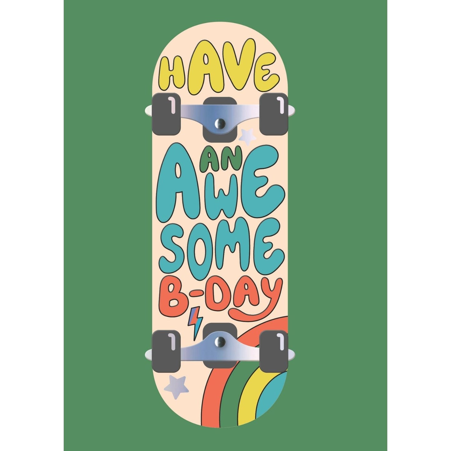 Hand-Finished Awesome Skateboard Birthday Card Radical Fun Celebration