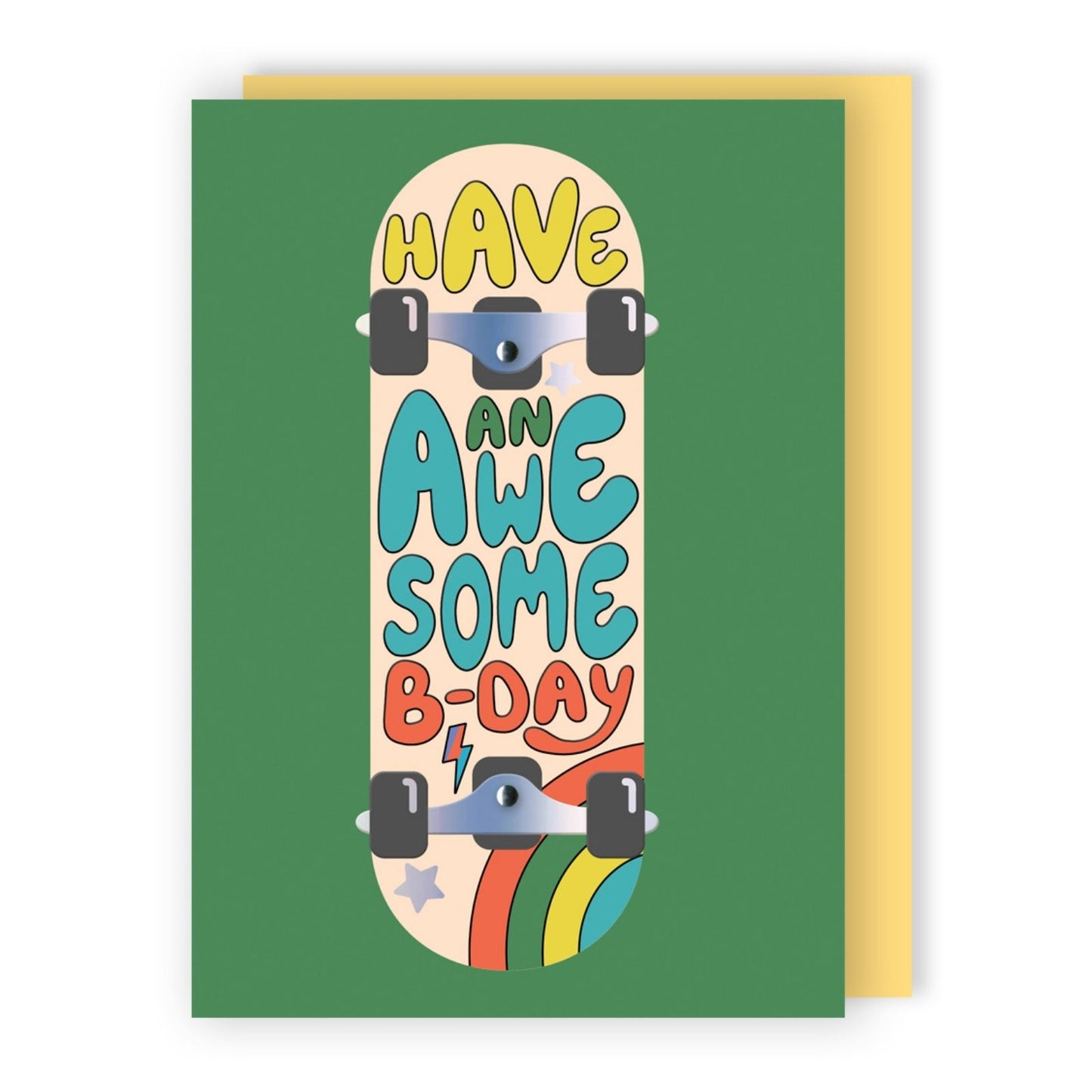 Hand-Finished Awesome Skateboard Birthday Card Radical Fun Celebration
