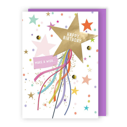 Hand-Finished Birthday Card Make A Wish Sparkling Dreams Embellished For Her