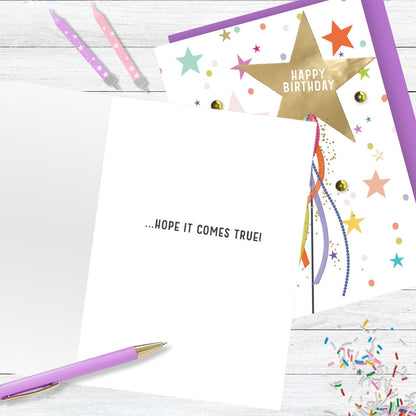 Hand-Finished Birthday Card Make A Wish Sparkling Dreams Embellished For Her