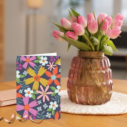 Hand-Finished Floral Card Embellished Greeting Card Blank For Any Occasion