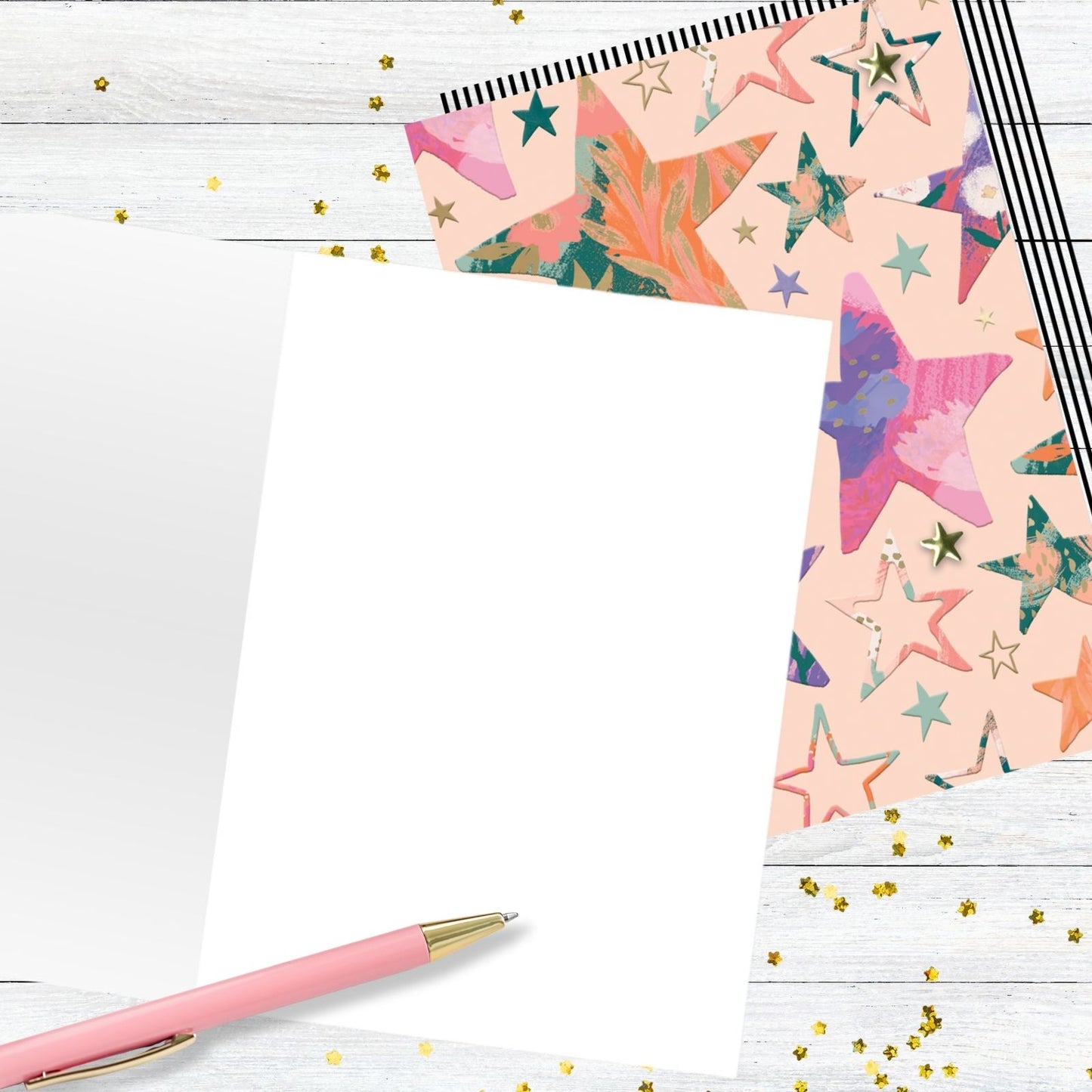 Hand-Finished Stars Card Embellished Foiled Blank For Any Occasion Celebration